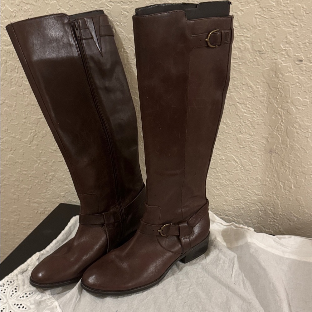 Ralph Lauren Vintage Brown Leather Over the Knee Boots